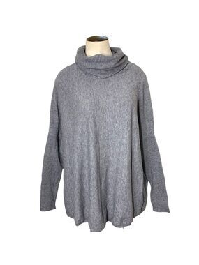 𝅺cyrus Grey Comfy Cozy Oversize Knit Sweater Bat's Wings Sleeves Cowlneck Sz S